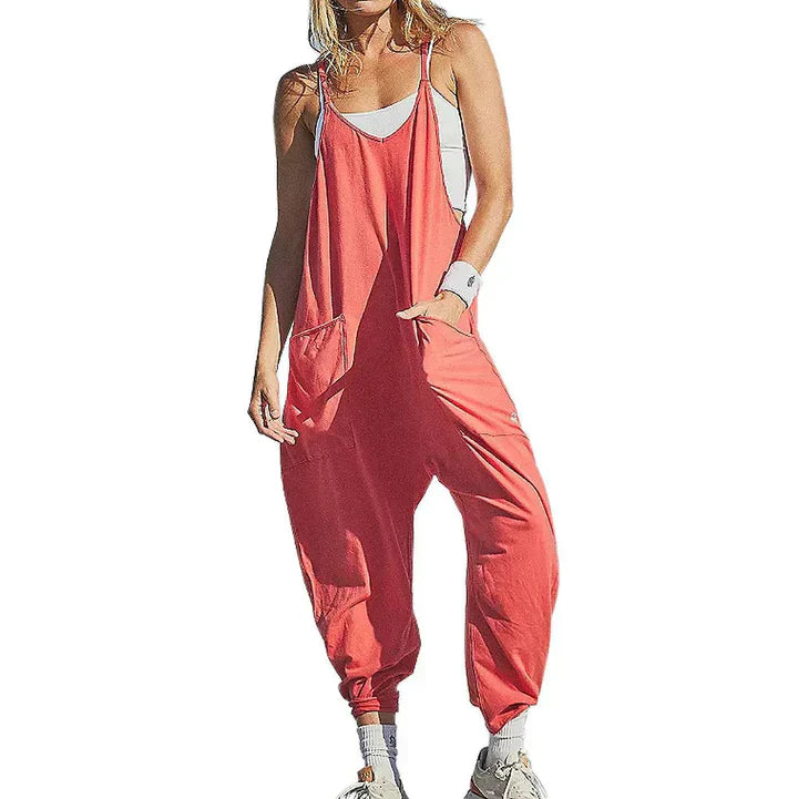 Variant image for Damen-Jumpsuit Weites Bein Design Atmungsaktiver Stoff mit Taschen-25