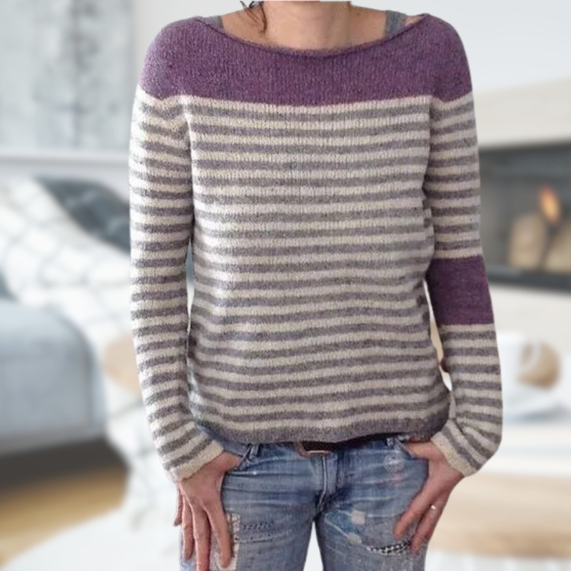 Damen-Strickpullover mit Rundhalsausschnitt in lässiger Passform, 100% Baumwolle-6