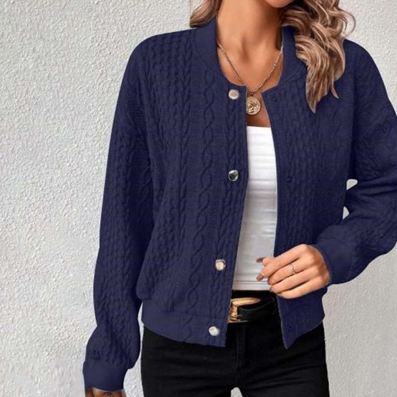 Lange Strickjacke Damen Strick Polyester und Baumwolle Casual Cardigan-4