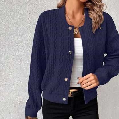 Lange Strickjacke Damen Strick Polyester und Baumwolle Casual Cardigan-4