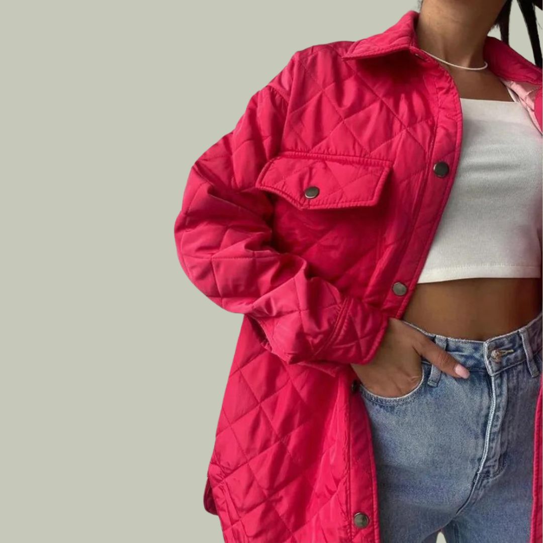 Damenjacke Gesteppt mit Taillengürtel in Polyester-3