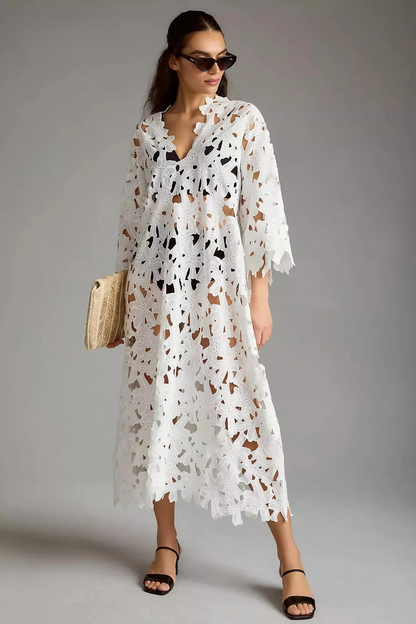 Damen-Maxikleid, langer leichter Stoff, mit eleganten Design-2