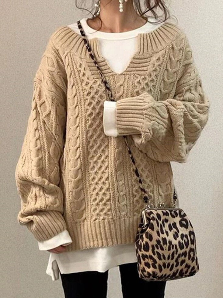 Variant image for Damen-Zopf-Strickpullover, oversized Acryl-31