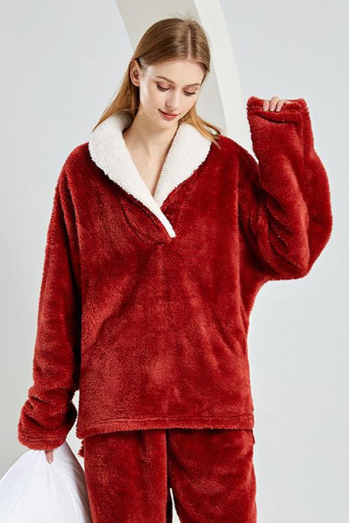 Variant image for Damen-Pyjama-Set, Weihnachtsmotiv, Plüsch, für kalte Winterabende-3