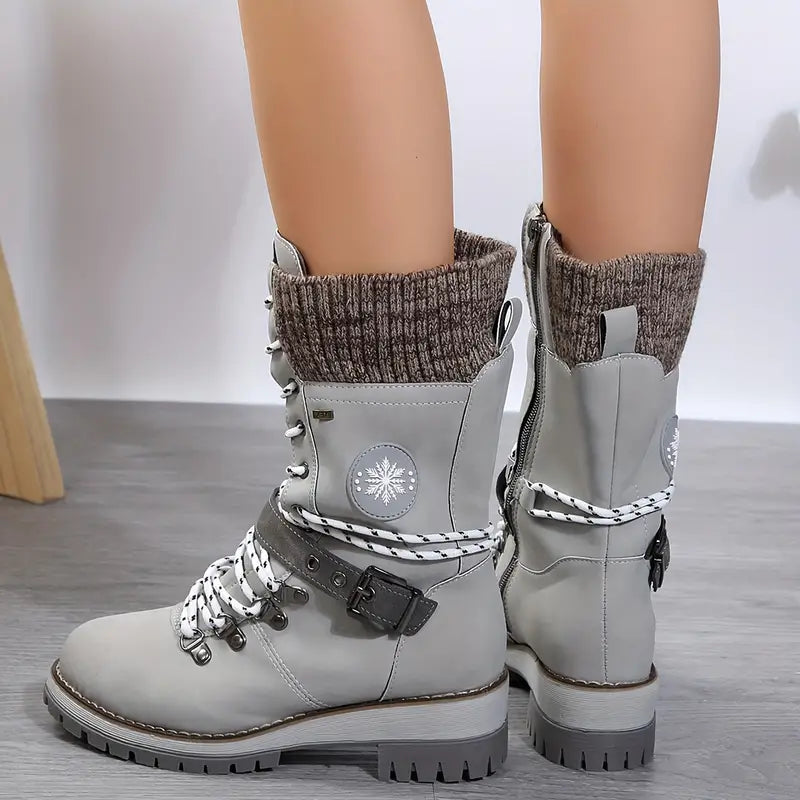 Gefütterte Damen-Winterstiefel, bequem, rutschfest, hochwertig, Material-5