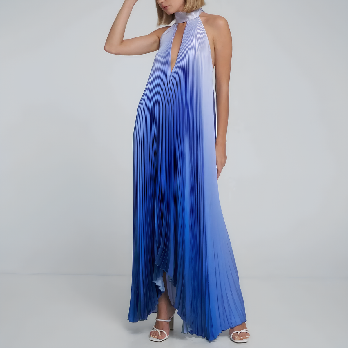 Variant image for Damen-Maxikleid, plissiertes Polyester, elegantes Design-13