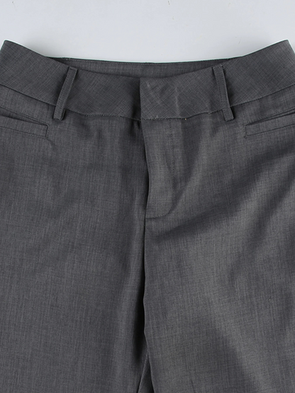 Damen-Hose, hohe Taille, Polyester, grau-6