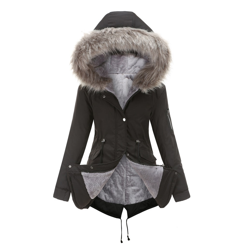 Damen-Parka, fleecegefüttert, mit Kapuze und mittellanger Länge-4