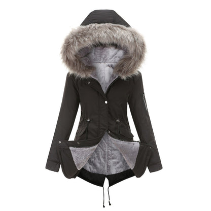 Damen-Parka, fleecegefüttert, mit Kapuze und mittellanger Länge-4