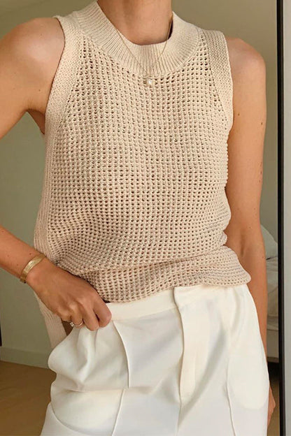 Damen-Party-Tops, Rundhalsausschnitt mit Lochmuster, Ärmeln, Baumwolle, Polyester-2