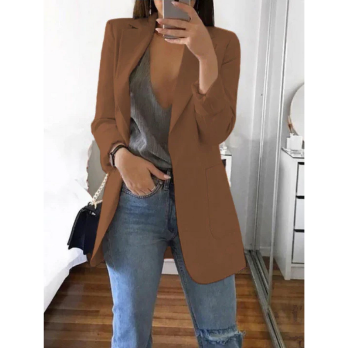 Damen Blazer Enger Geschnitten Modernes Design Hochwertiger Stoff-5