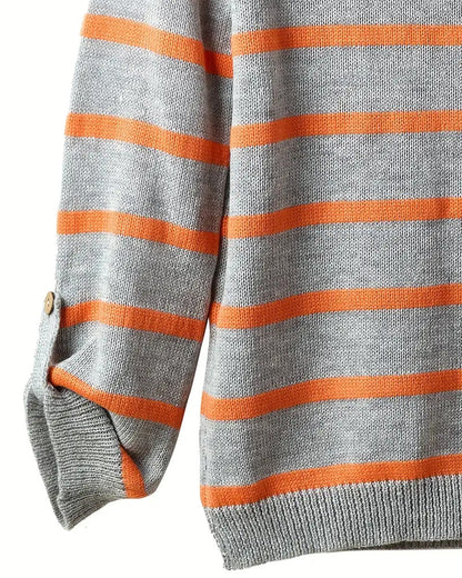 Damen-Pullover, gestreift, weiche Baumwollmischung-6