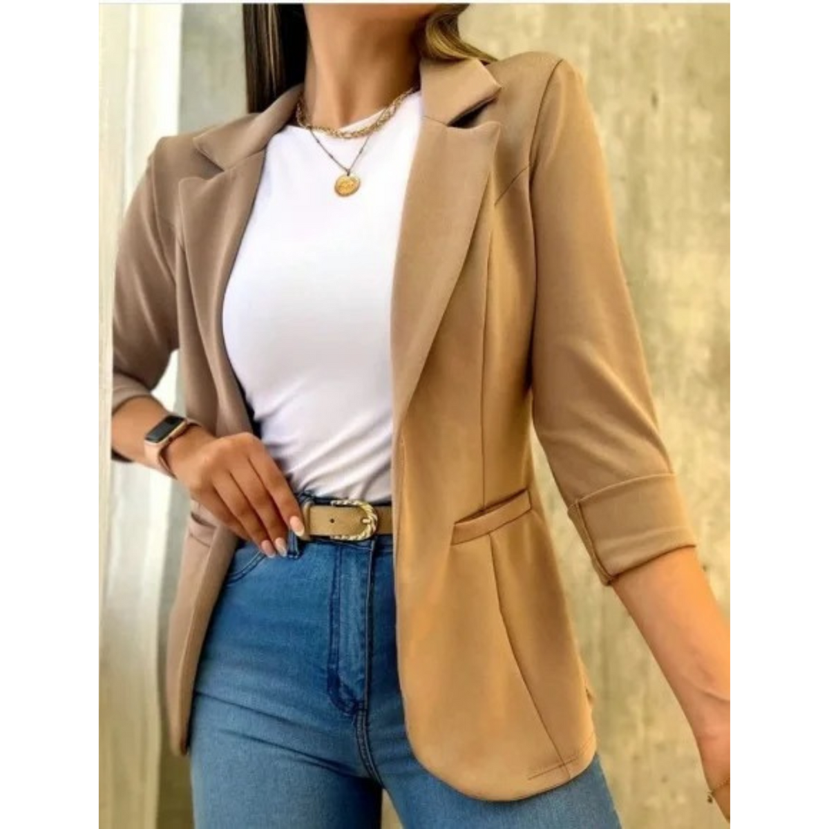 Variant image for Damen Blazer Vintage Stil Hochwertiger Stoff Elegantes Design-31