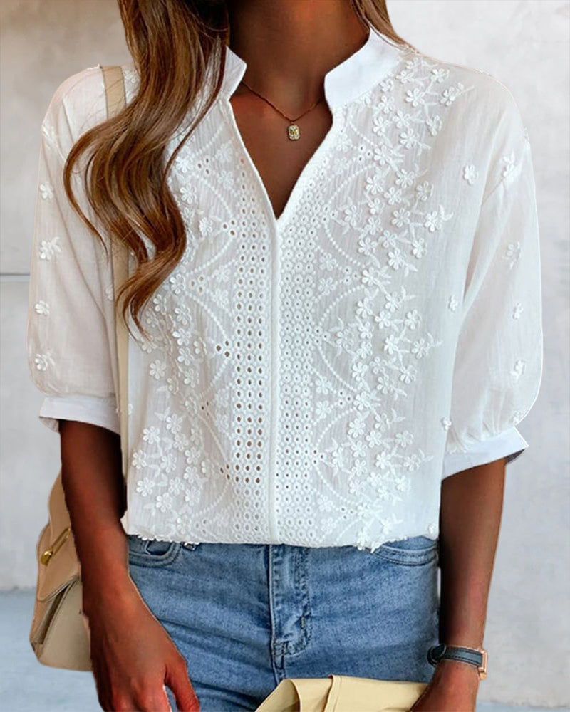 Damenbluse Puffärmel Vintage Stil hochwertiger Stoff 6