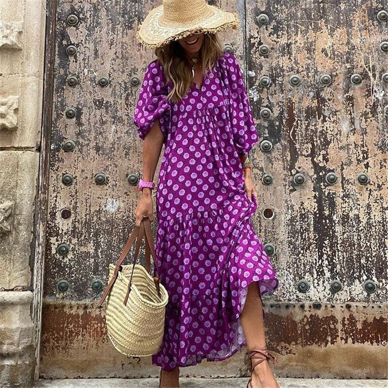 Variantenbild für Damen-Maxikleid mit Print, leichtes Material, für Sommer-Events-31