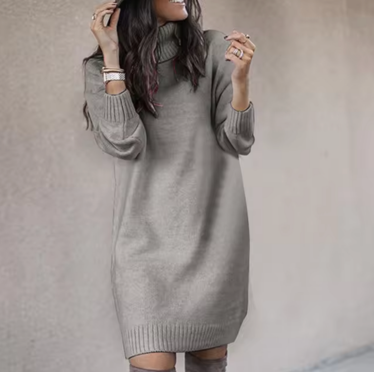 Variant image for Damen-Strickkleid, Turtleneck, langärmelig, weiches Material-21