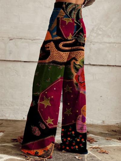 Damen-weite Hose, Boho-Stil, elastisches Material-2