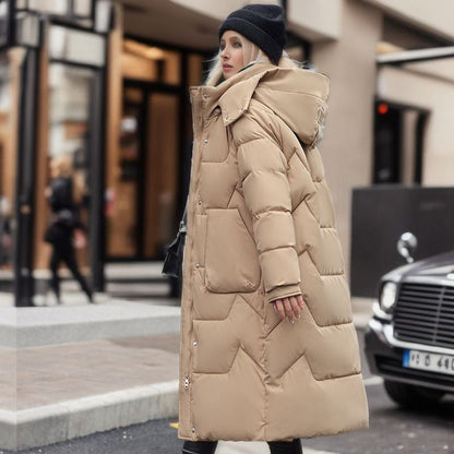 Damenjacke Baumwolle mit abnehmbarer Kapuze für kalte Wintermonate-3