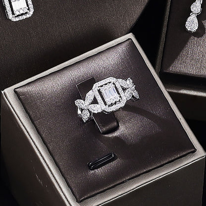 Damen-Schmuckset, Halskette, Ohrringe, Armband, Ring aus Kupfer mit Zirkonium-4
