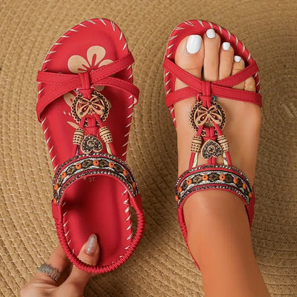 Damen-Sandalen mit Schmetterling und Strass, Synthetikleder-4