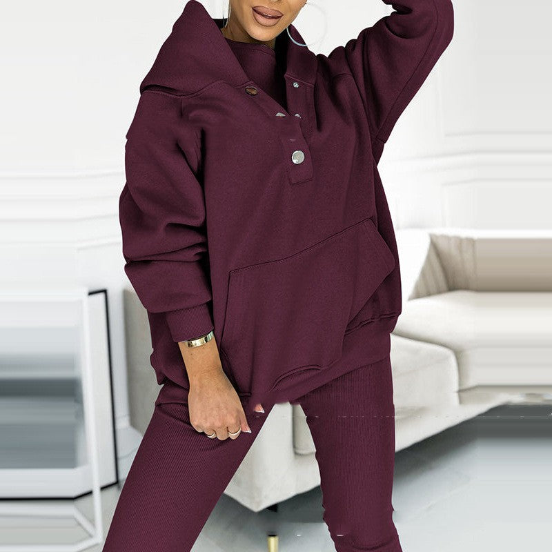 Damen-dreiteiliges Sport-Set, modern, Polyester für Herbst und Winter-6