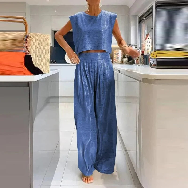 Variant image for Damen-Set, Top und Hose glänzendes Material-7