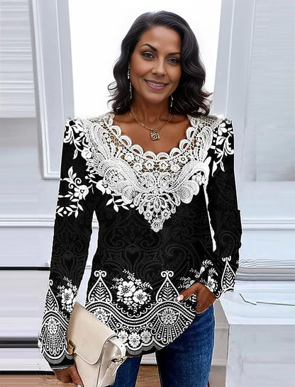 Damen-Top mit Print, elegant, 100% Baumwolle-2