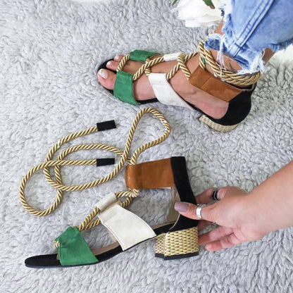 Damen-Gladiator-Sandalen, mit Knöchelriemen, mittlerer Absatz, EVA-4