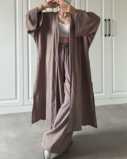 Variant image for Damen Langer Cardigan Zweiteiliges Set Weiches Material-7