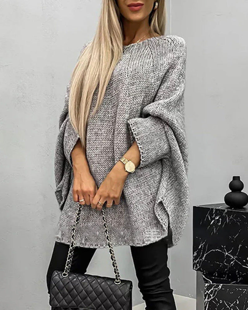 Damen-Cape-Pullover, schick, gestrickt, weiches Material-4