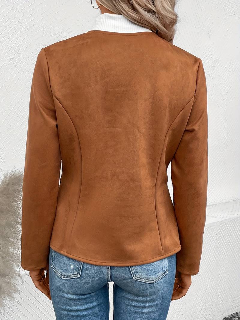 Damen-Strickpullover, runder Ausschnitt mit Reißverschluss, hochwertigem Stoff-2