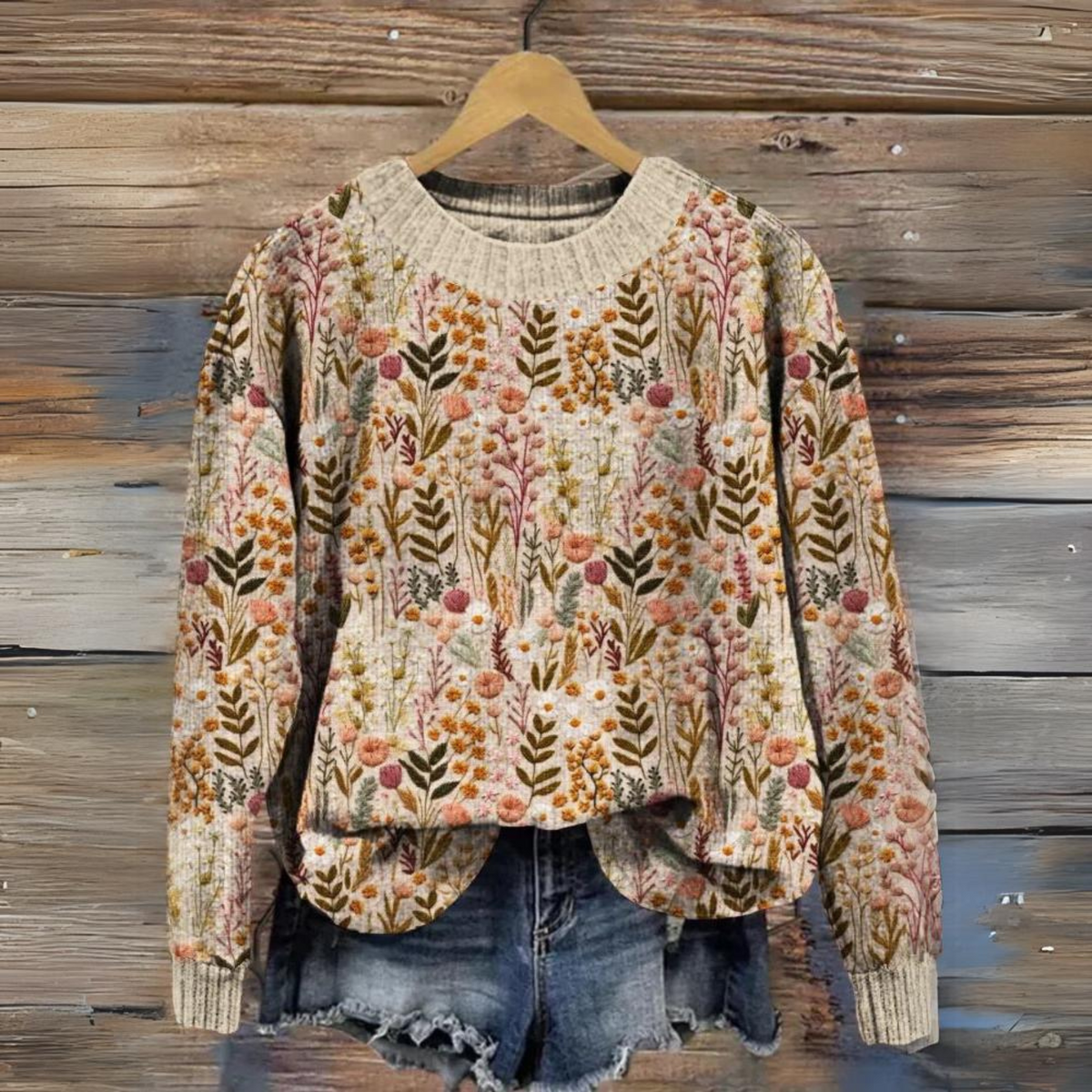 Variant image for Damen-Pullover, bunte gestrickte weiche Acrylmischung-1