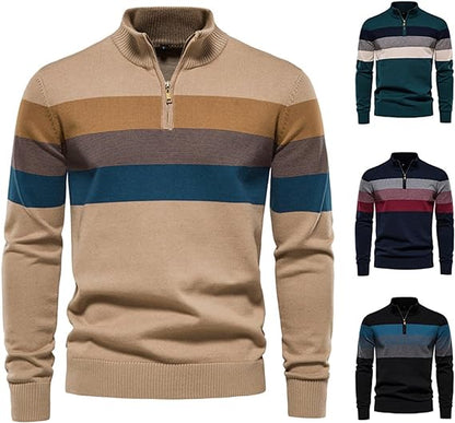 Herren-Pullover, Retro, Quarter-Zip, Baumwolle-2