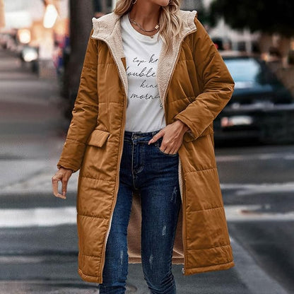 Halblange Damenjacke aus doppelseitigem Polyester mit Fleecefutter – moderne Jacke für kalte Tage 10