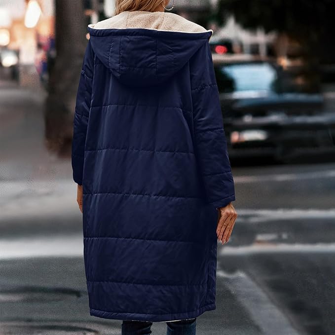 Halblange Damenjacke aus doppelseitigem Polyester mit Fleecefutter – moderne Jacke für kalte Tage 5