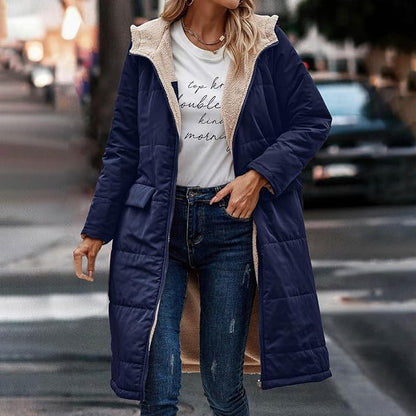 Halblange Damenjacke aus Polyester mit doppelseitigem Fleecefutter – moderne Jacke für kalte Tage 9