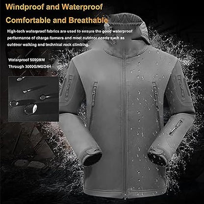 Herren Multifunktionale Wasserdichte Jacke Fleecegefüttert Atmungsaktiv-4