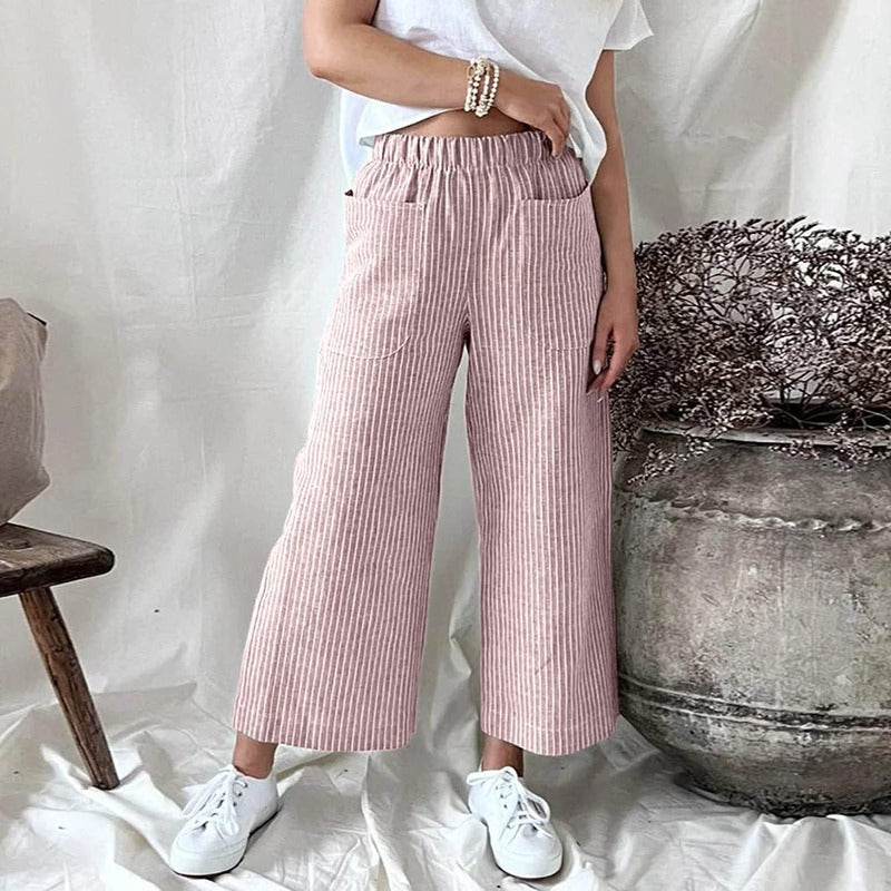 Stylische Damenhosen – leichte und bequeme High-Waist-Hosen aus 100% Baumwolle-1