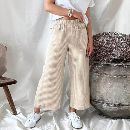Stylische Damenhosen – leicht und bequem, aus 100% Baumwolle, hohe Taille-4