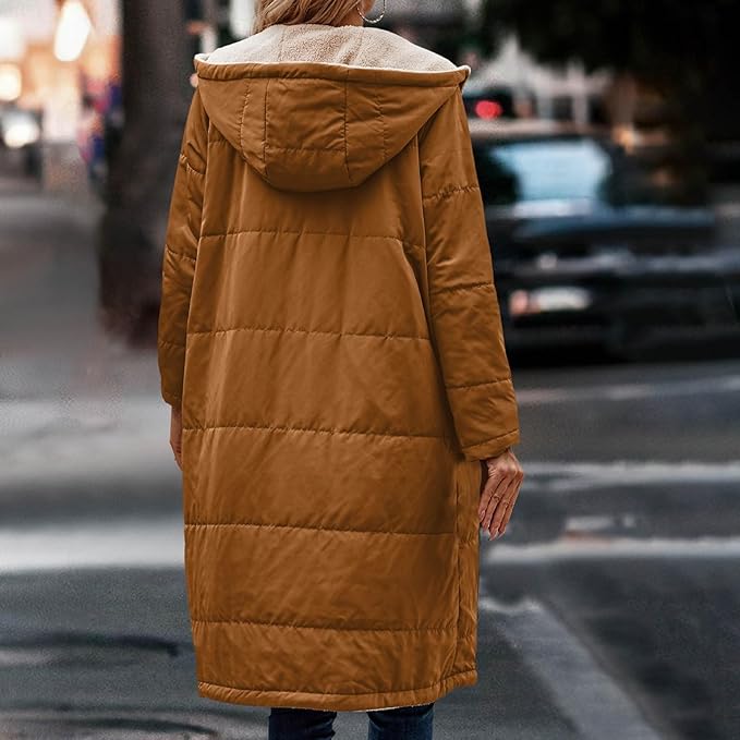 Halblange Damenjacke aus Polyester mit doppelseitigem Fleecefutter – moderne Jacke für kalte Tage 6