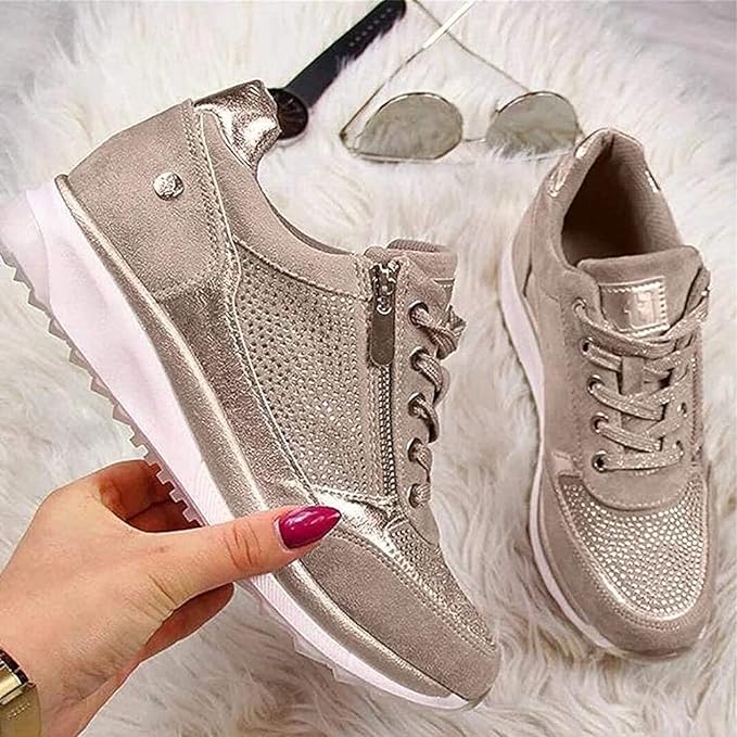 Damen-Sneakers, orthopädisches Zip-up, stilvolles Design, Synthetikmaterial-2