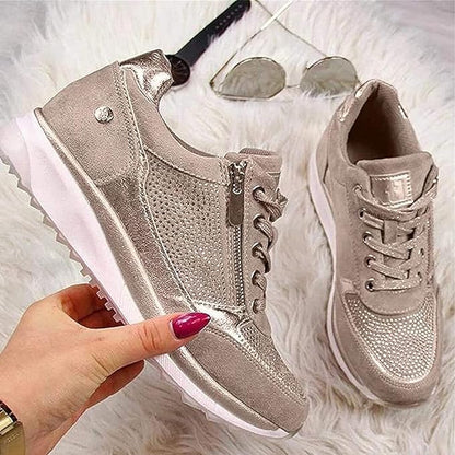 Damen-Sneakers, orthopädisches Zip-up, stilvolles Design, Synthetikmaterial-2