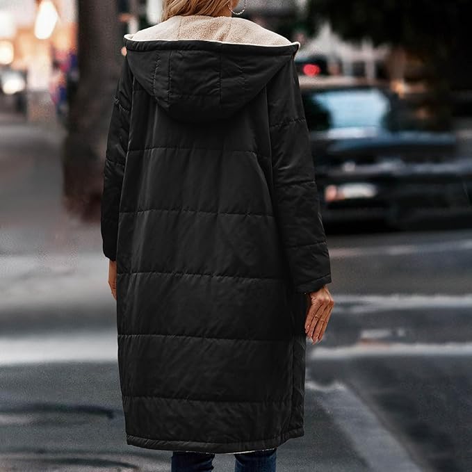 Halblange Damenjacke aus doppelseitigem Polyester mit Fleecefutter – moderne Jacke für kalte Tage 4