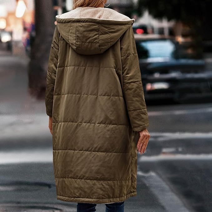 Halblange Damenjacke aus Polyester mit doppelseitigem Fleecefutter – moderne Jacke für kalte Tage 2