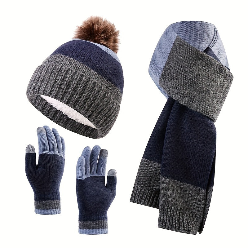 Damen Winter-Set Farbblock Weich Gestrickt 4