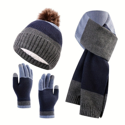 Damen Winter-Set Farbblock Weich Gestrickt 4