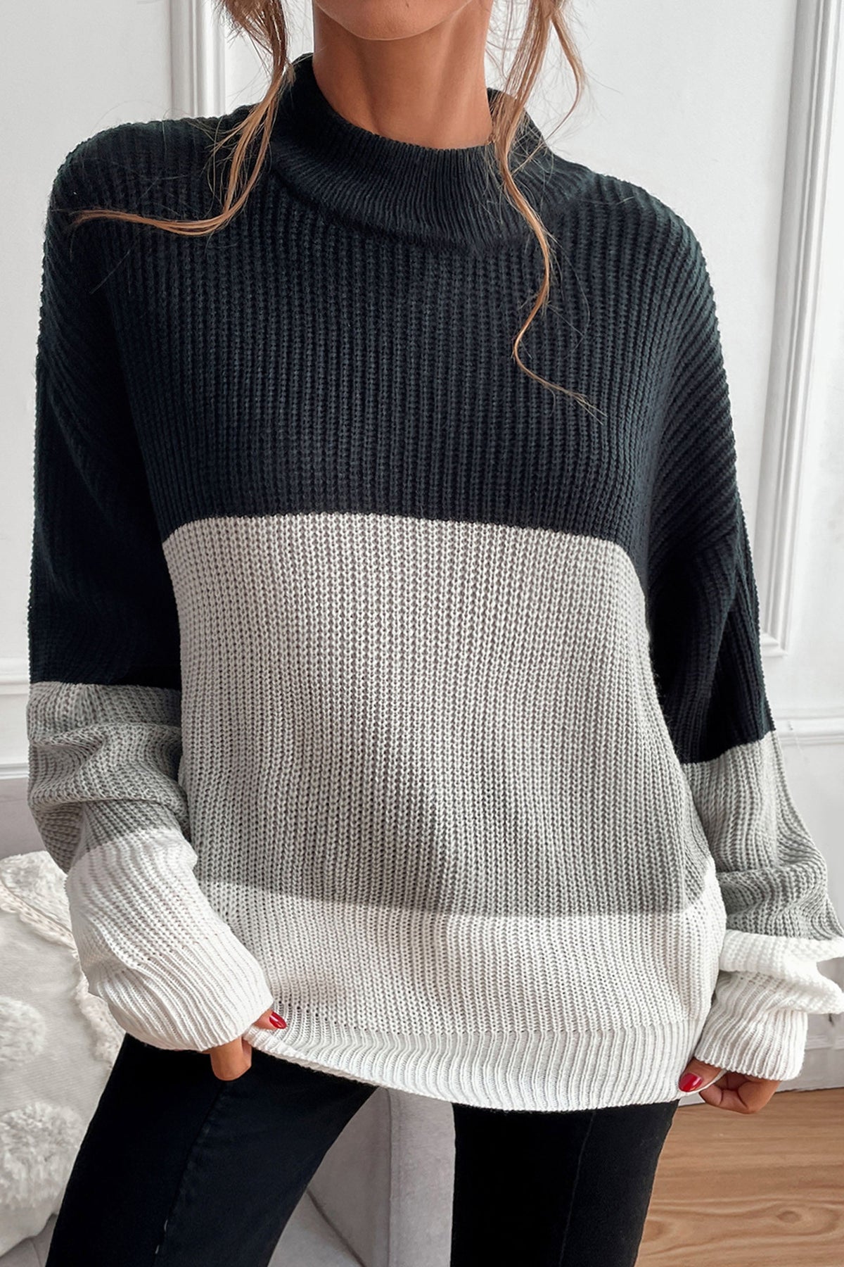 Damen-Pullover, halber Rollkragen, Acryl-3