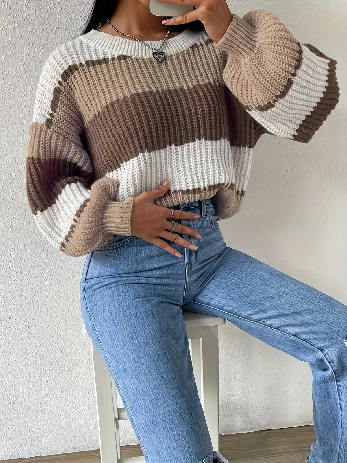 Variant image for Damen-Pullover, lässig, gestrickt, gemustert-16