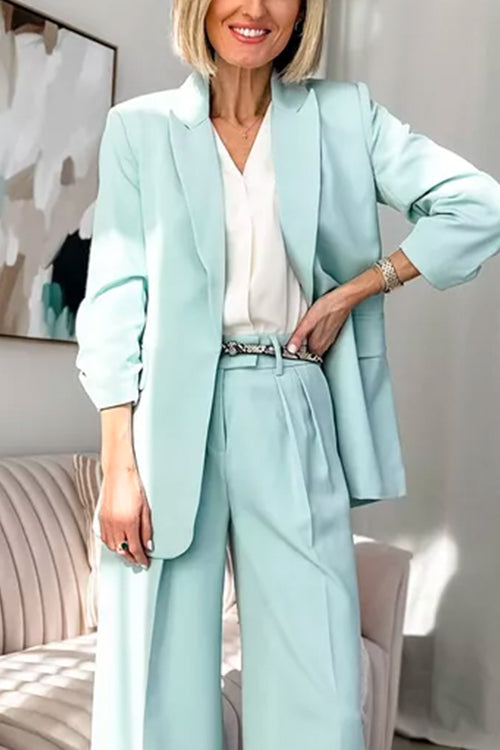 Damen Blazer Lockere Passform Offene Vorderseite Baumwolle Polyester-1
