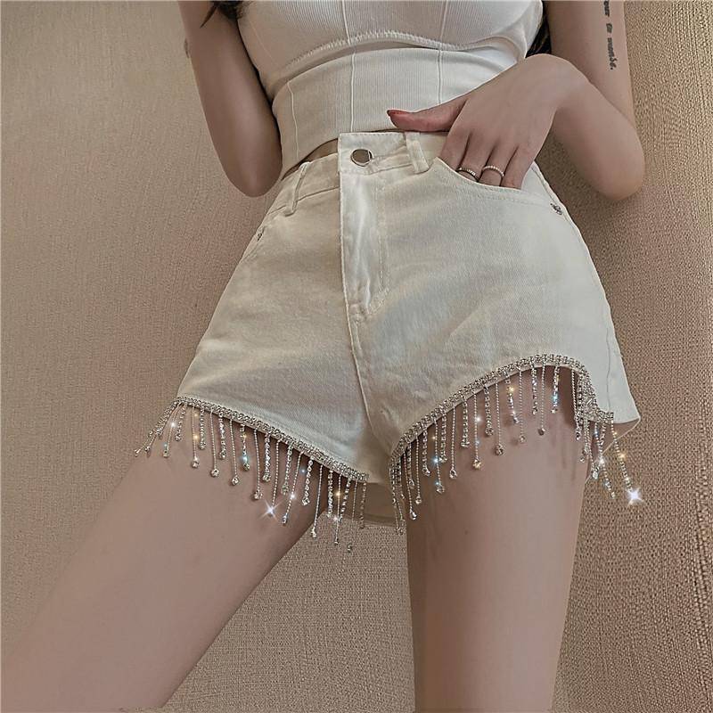 Damen-Jeans-Shorts High Waist Baumwolle-6